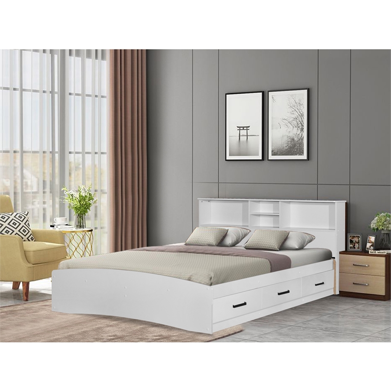 Pemberly Row Modern / Contemporary Wooden Full Captains Bed in White