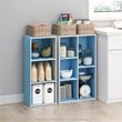 Pemberly Row Engineered Wood 3-Tier Open Shelf Bookcase in White/Light Blue