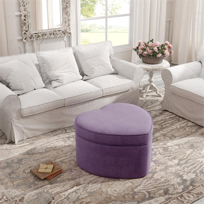 Pemberly Row Ottoman Purple Velvet 33L x 32.3W x 19.6H Upholstered Storage