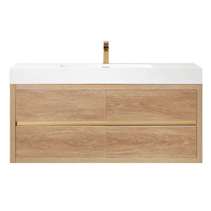 Pemberly Row 48&quot Single Sink Wall-Mount Floating Wood Bathroom Vanity No Mirror