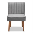 Pemberly Row Gray Velvet Upholstered and Brown Wood Dining Chair
