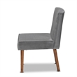 Pemberly Row Gray Velvet Upholstered and Brown Wood Dining Chair