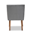 Pemberly Row Gray Velvet Upholstered and Brown Wood Dining Chair