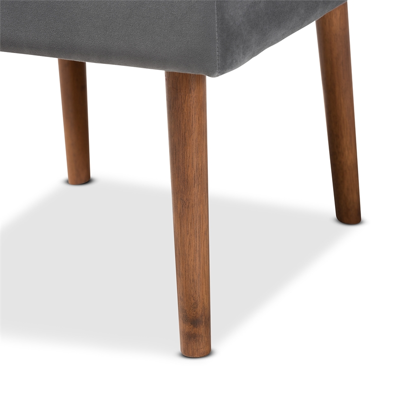 Pemberly Row Gray Velvet Upholstered and Brown Wood Dining Chair
