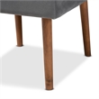 Pemberly Row Gray Velvet Upholstered and Brown Wood Dining Chair