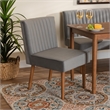 Pemberly Row Gray Velvet Upholstered and Brown Wood Dining Chair