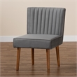 Pemberly Row Gray Velvet Upholstered and Brown Wood Dining Chair