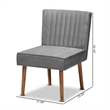 Pemberly Row Gray Velvet Upholstered and Brown Wood Dining Chair