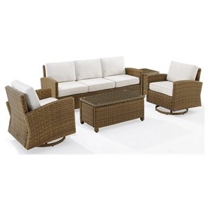 pemberly row 5-piece fabric swivel rocker and sofa set in white