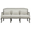 Pemberly Row Upholstery Sofa with 3 Pillows in Cream Linen Fabric and Brown