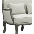 Pemberly Row Upholstery Sofa with 3 Pillows in Cream Linen Fabric and Brown