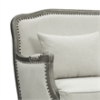 Pemberly Row Upholstery Sofa with 3 Pillows in Cream Linen Fabric and Brown