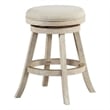 Pemberly Row Wood Backless Swivel Counter Stool Ivory Wire-Brush Finish