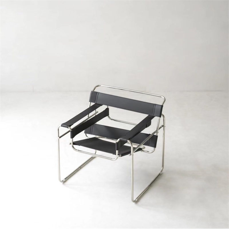 Pemberly Row Black Recycled Leather Club Steel Frame Armchair (Saddle Leather)