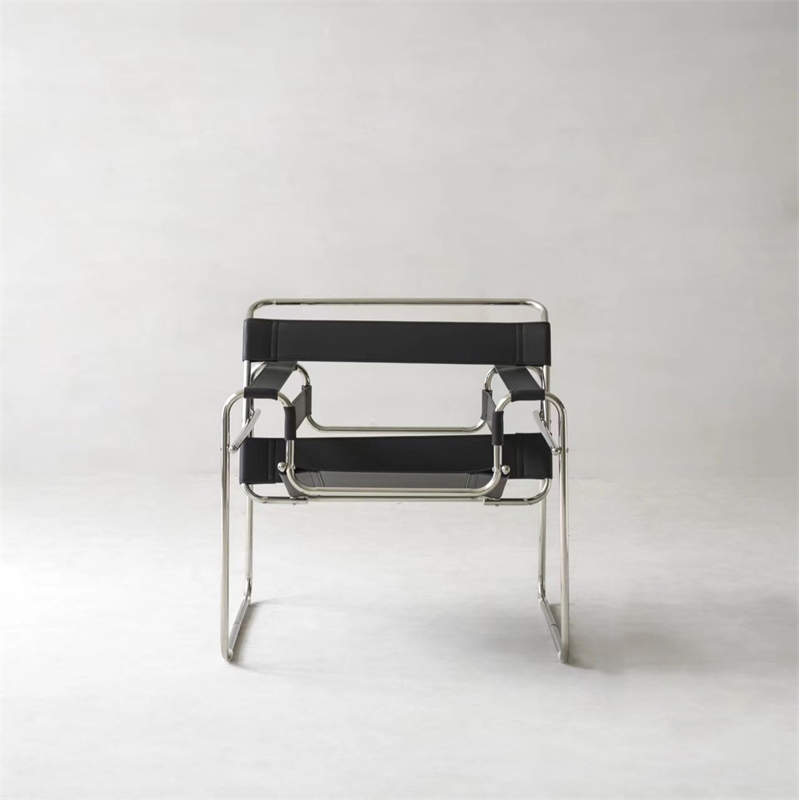 Pemberly Row Black Recycled Leather Club Steel Frame Armchair (Saddle Leather)