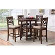 Pemberly Row Contemporary 5-Piece Solid Wood Counter Set in Brown