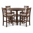 Pemberly Row Contemporary 5-Piece Solid Wood Counter Set in Brown
