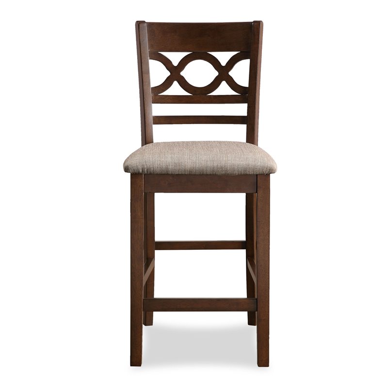 Pemberly Row Contemporary 5-Piece Solid Wood Counter Set in Brown