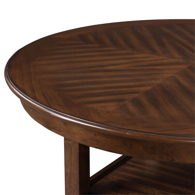 Pemberly Row Contemporary 5-Piece Solid Wood Counter Set in Brown