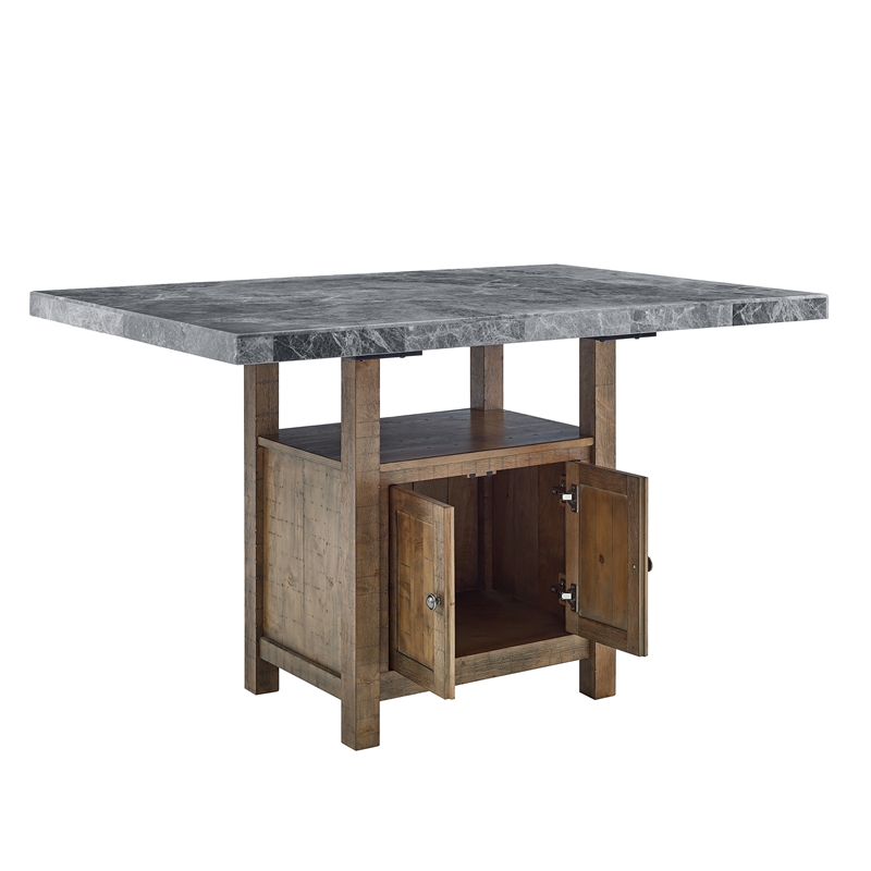 Pemberly Row Contemporary Gray Marble Counter 5-Piece Dining Set
