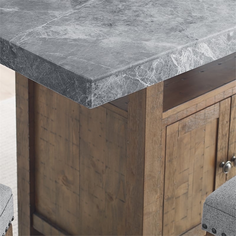 Pemberly Row Contemporary Gray Marble Counter 5-Piece Dining Set