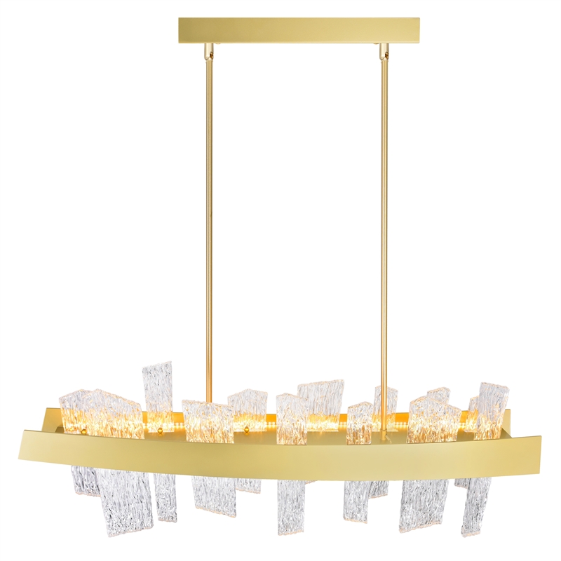 Pemberly Row Modern Glass LED Chandelier in Clear/Satin Gold