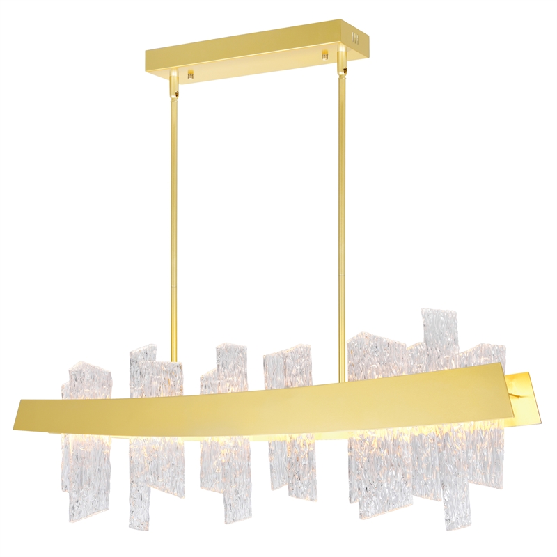 Pemberly Row Modern Glass LED Chandelier in Clear/Satin Gold