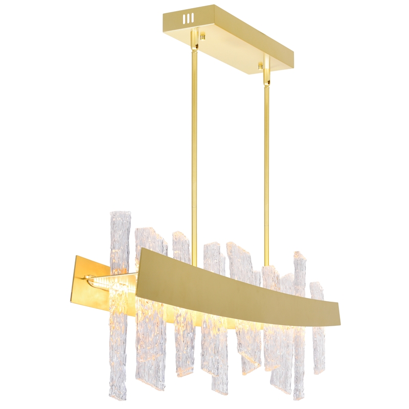 Pemberly Row Modern Glass LED Chandelier in Clear/Satin Gold