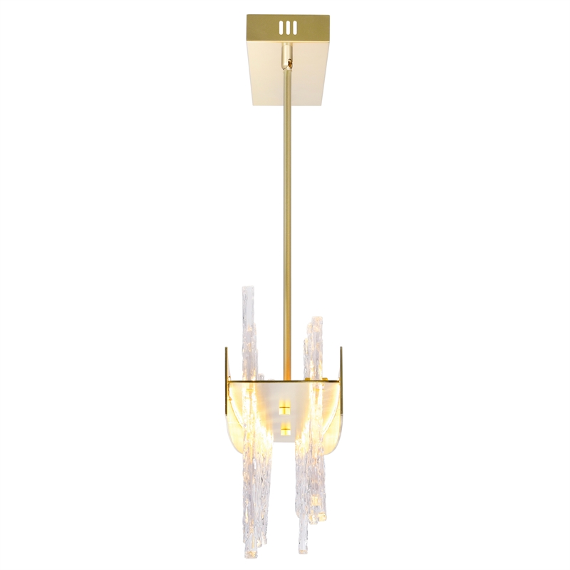 Pemberly Row Modern Glass LED Chandelier in Clear/Satin Gold
