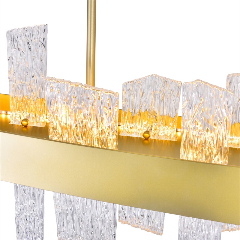 Pemberly Row Modern Glass LED Chandelier in Clear/Satin Gold