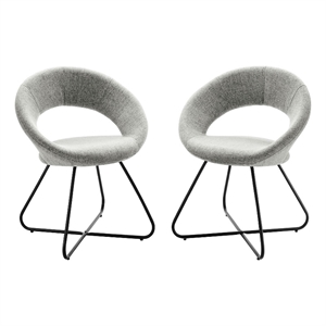 Pemberly Row 19&quot Fabric Dining Chairs in Black/Light Gray (Set of 2)