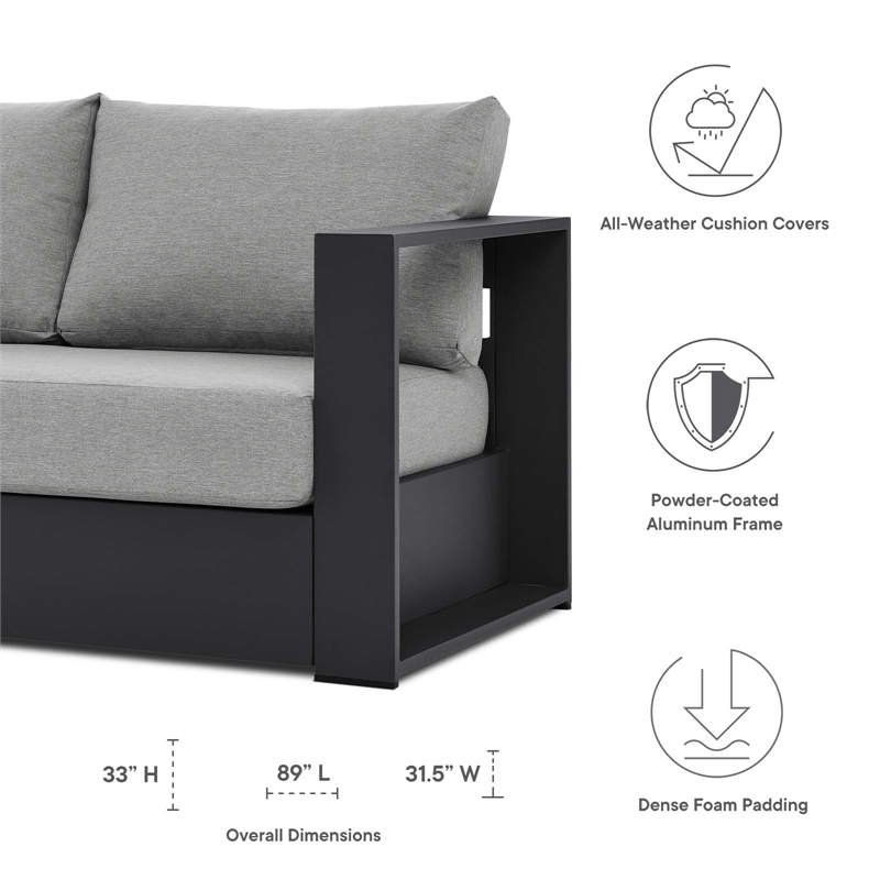 Pemberly Row 4-Piece Fabric/Powder-Coated Aluminum Outdoor Set in Gray