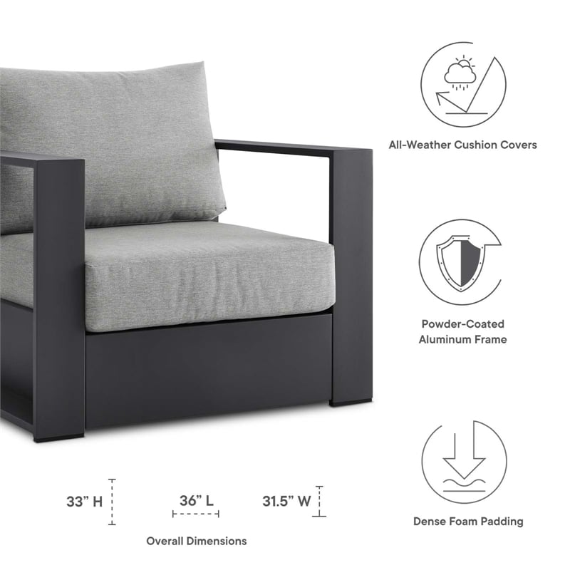 Pemberly Row 4-Piece Fabric/Powder-Coated Aluminum Outdoor Set in Gray