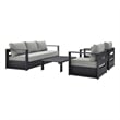 Pemberly Row 4-Piece Fabric/Powder-Coated Aluminum Outdoor Set in Gray