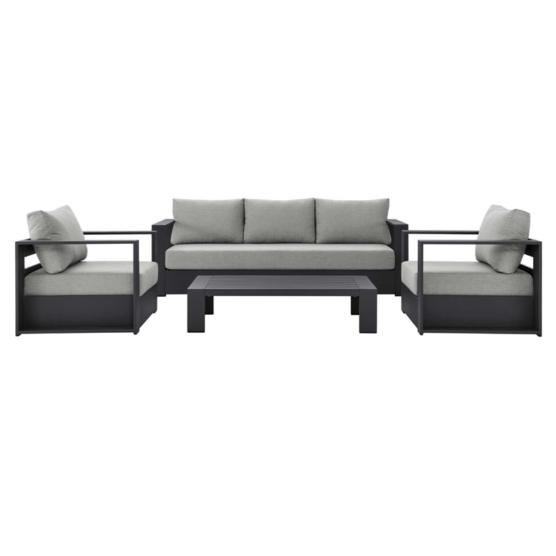 Pemberly Row 4-Piece Fabric/Powder-Coated Aluminum Outdoor Set in Gray
