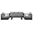 Pemberly Row 4-Piece Fabric/Powder-Coated Aluminum Outdoor Set in Gray