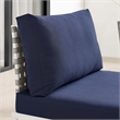 Pemberly Row Fabric Basket Weave Patio Armless Chair in Tan/Navy