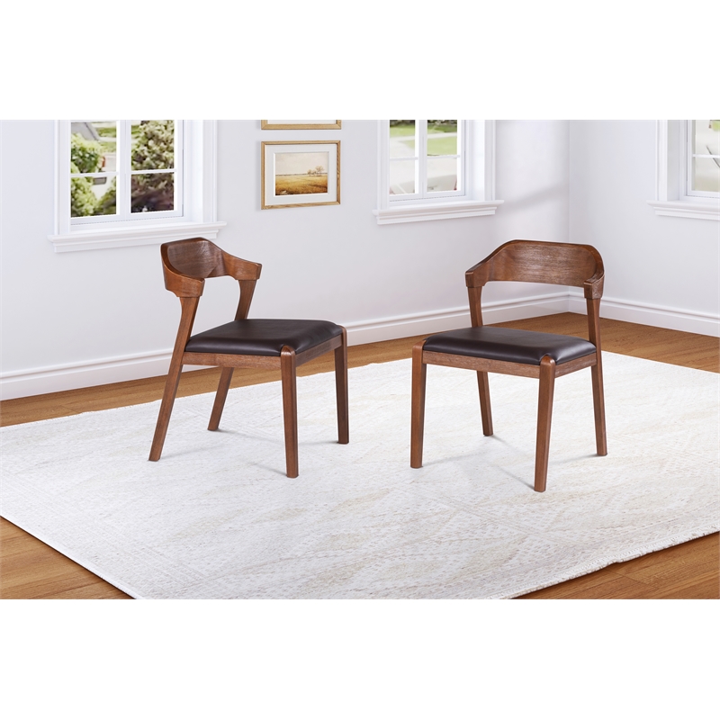 Pemberly Row Dining Side Chairs - Set of 2 in Chestnut Wire-Brush