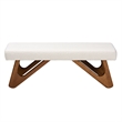 Pemberly Row Cream Boucle Fabric and Walnut Brown Finished Wood Bench