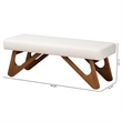 Pemberly Row Cream Boucle Fabric and Walnut Brown Finished Wood Bench