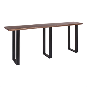 Pemberly Row 90&quot Wood Live Edge Console Table in Brown/Black