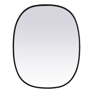 Pemberly Row 24x30&quot Oval Modern MDF Wood/Iron Mirror in Black