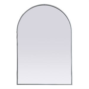 Pemberly Row 27x40&quot Arch Modern MDF Wood/Iron Mirror in Silver