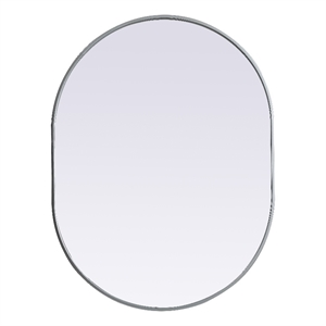 Pemberly Row 30x40&quot Oval Modern MDF Wood/Iron Mirror in Silver