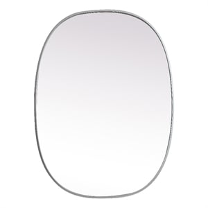 Pemberly Row 27x36&quot Oval Modern MDF Wood/Iron Mirror in Silver