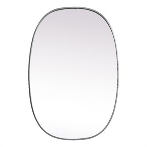 Pemberly Row 27x40&quot Oval Modern MDF Wood/Iron Mirror in Silver