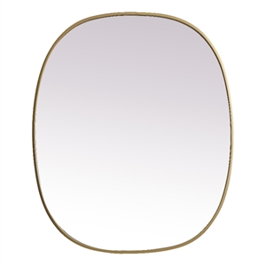 Pemberly Row 30x36&quot Oval Modern MDF Wood/Iron Mirror in Brass