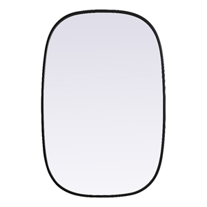 Pemberly Row 24x36&quot Oval Modern MDF Wood/Iron Mirror in Black