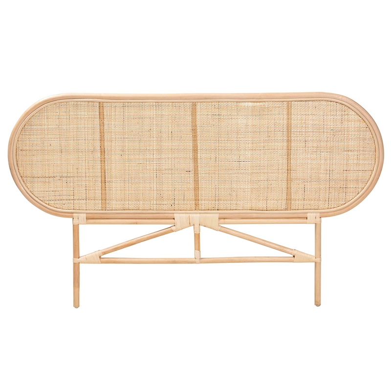Pemberly Row Natural Brown Rattan Queen Size Standalone Headboard