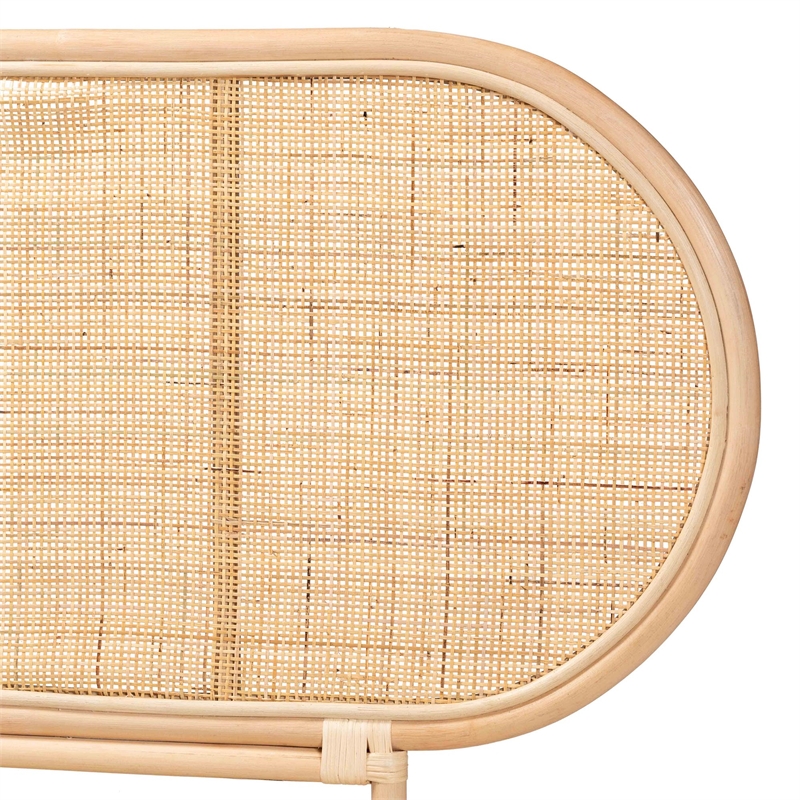 Pemberly Row Natural Brown Rattan Queen Size Standalone Headboard